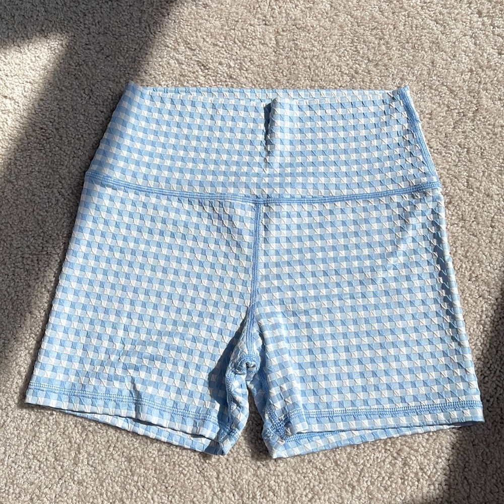 Offline by Aerie Gingham 4 Inch Bike Shorts
